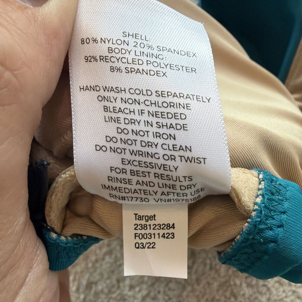 NWT Shade & Shore 36C Teal Ruffle Underwire Bikini Top Removable Pads - Picture 7 of 10